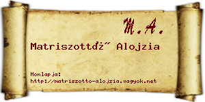 Matriszottó Alojzia névjegykártya